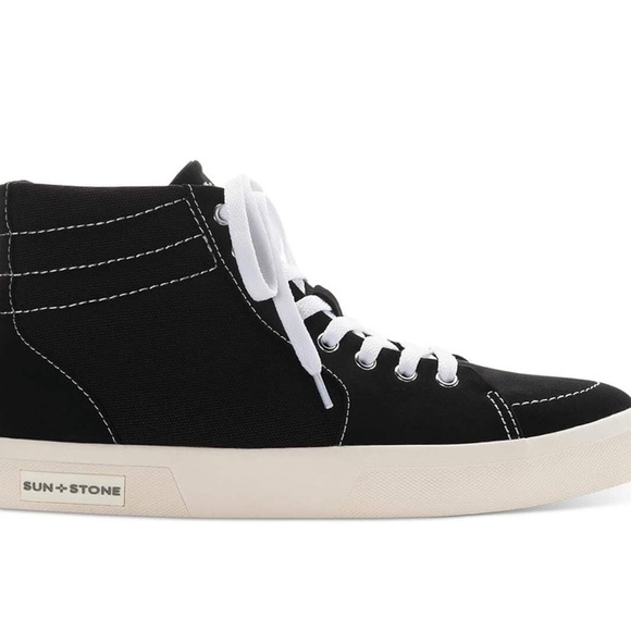 NWT SUN STONE Mens Black Jett Round Toe Platform Lace-Up
Sneakers Shoes - Picture 3 of 4